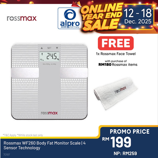 Rossmax WF260 Body Fat Monitor Scale | 4 Sensor Technology Alpro Pharmacy
