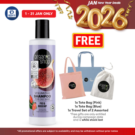 Organic Shop Volumizing Shampoo for Oily Hair Fig and Rosehip 280mL | Restore Balance to Scalp
