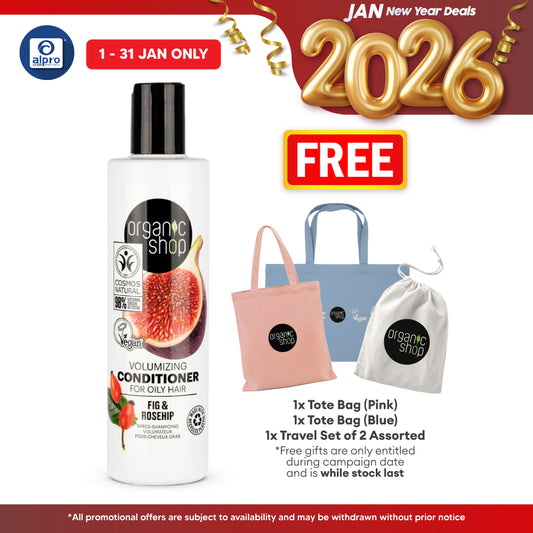 Organic Shop Volumizing Conditioner for Oily Hair Fig and Rosehip 280mL | Restore Balance to Scalp