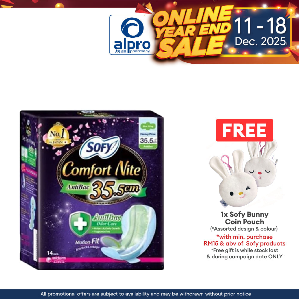 Sofy Body Fit Nite Anti Bacterial 35.5cm 14s Sofy