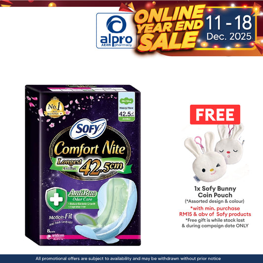 Sofy Body Fit Nite Anti Bacterial 42.5cm 8s Alpro Pharmacy
