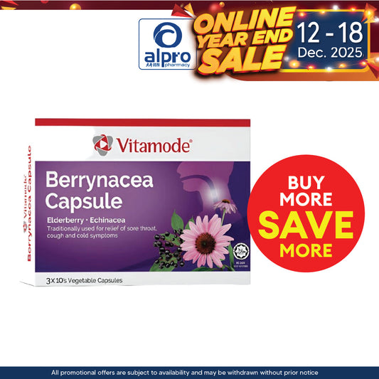 Vitamode Berrynacea Cap 3x10s | Relief of Sore Throat and Cold Symptoms