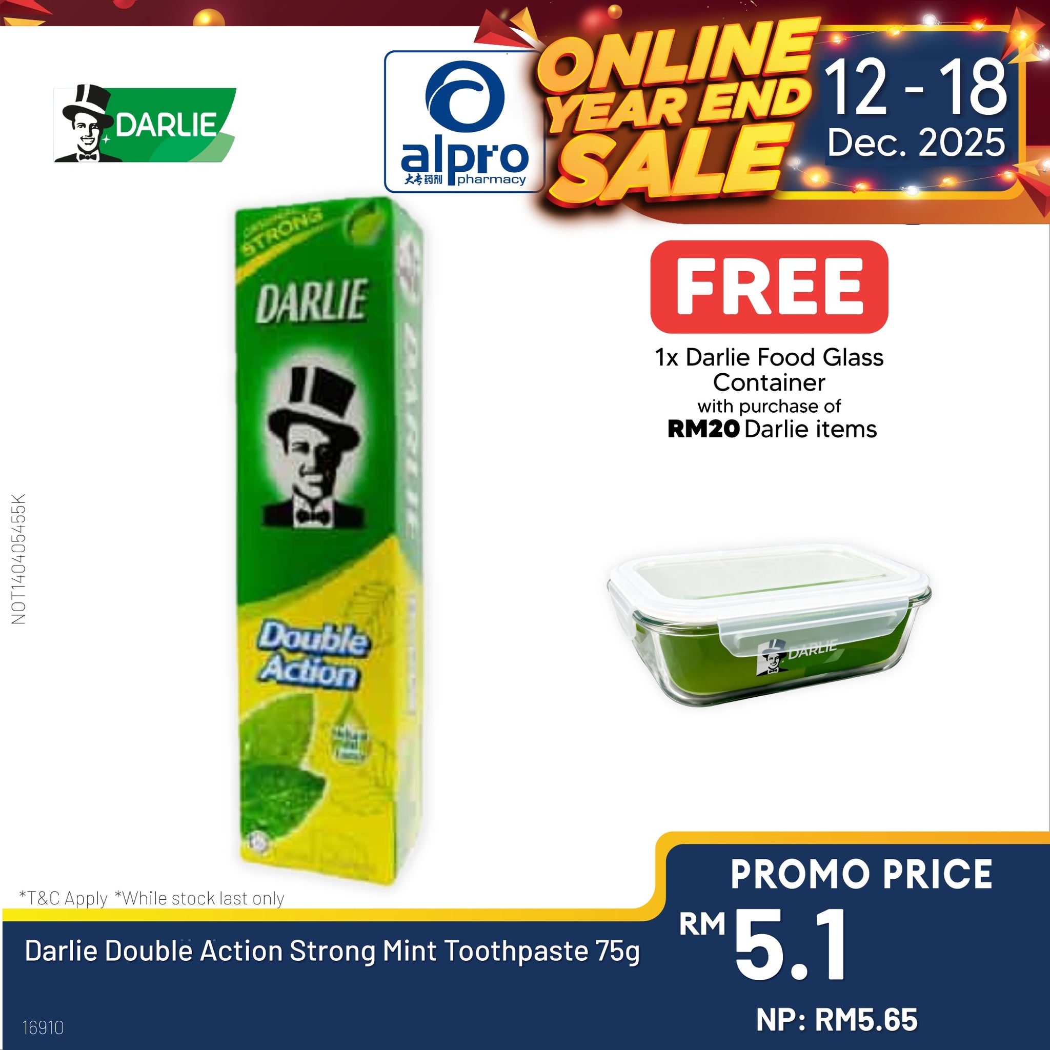 Darlie Double Action Strong Mint Toothpaste 75g Alpro Pharmacy