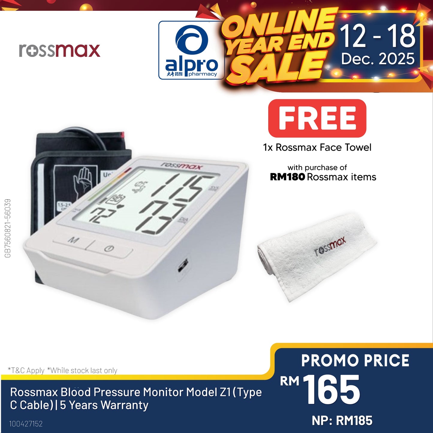 Rossmax Blood Pressure Monitor Model Z1 (Type C Cable) | 5 Years Warranty Alpro Pharmacy