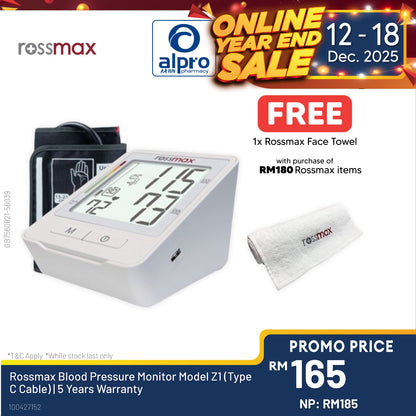 Rossmax Blood Pressure Monitor Model Z1 (Type C Cable) | 5 Years Warranty Alpro Pharmacy