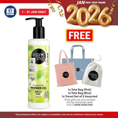 Organic Shop Hydrating Shower Gel Apple and Pear 280mL | Nourish & Refresh Skin