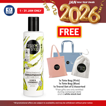 Organic Shop Strengthening Conditioner Anti-Hair Loss Algae and Lemongrass 280mL | Reinforce Hair Roots