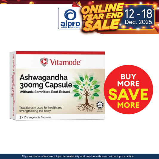 Vitamode Ashwagandha 300mg Capsule 3x10s | Promotes Balance and Increase Energy Levels Vitamode