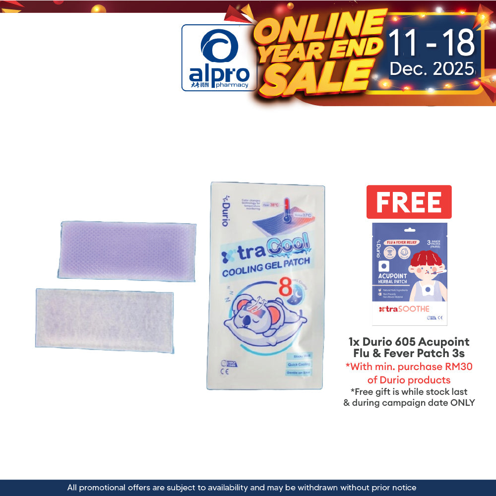 Durio 601 Extra Cool Cooling Gel Patch 2s | Color Changing for Temp Monitoring Alpro Pharmacy