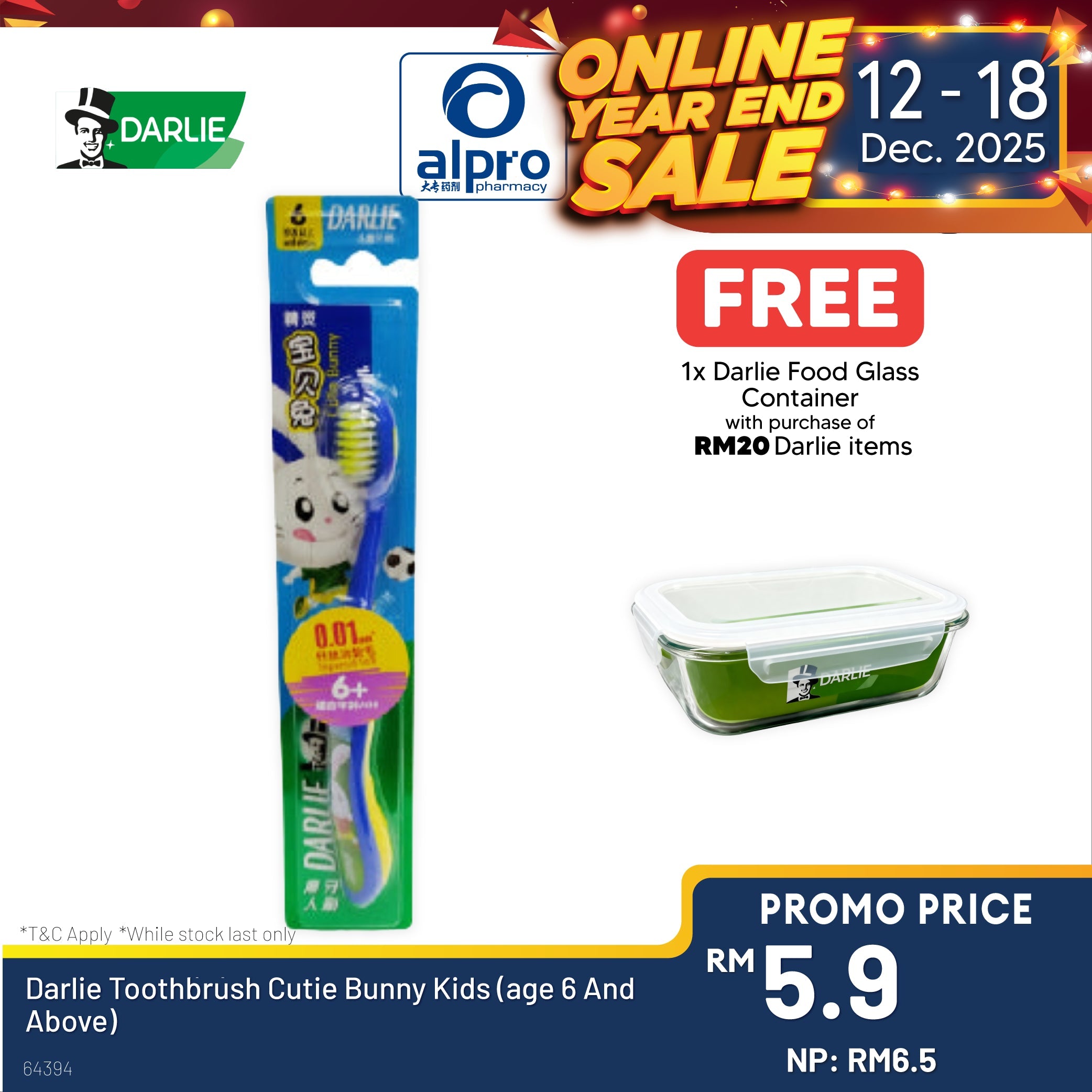 Darlie Toothbrush Cutie Bunny Kids (age 6 And Above) Darlie