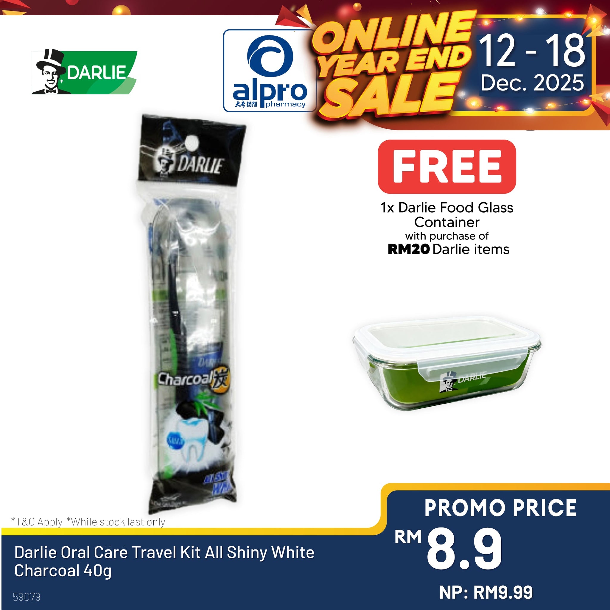 Darlie Oral Care Travel Kit All Shiny White Charcoal 40g Darlie