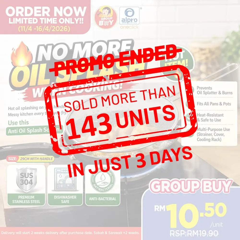 [Group Buy Delivery Starts: 13/5/2026] Oil Splatter Cover With Handle 29cm Group Buy