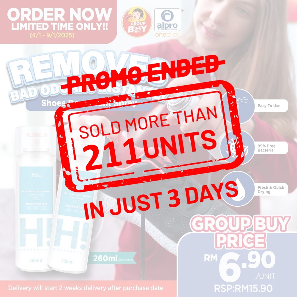 [Group Buy Delivery Starts: 20/1/2025] Shoe Spray Deodorant Anti Smell & Anti Bacterial Group Buy