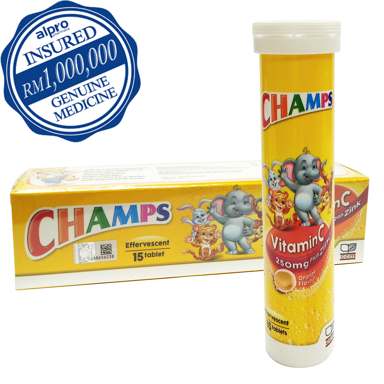 Champs Vitamin C 250mg Plus Zinc Effervescent 15s - Alpro ...