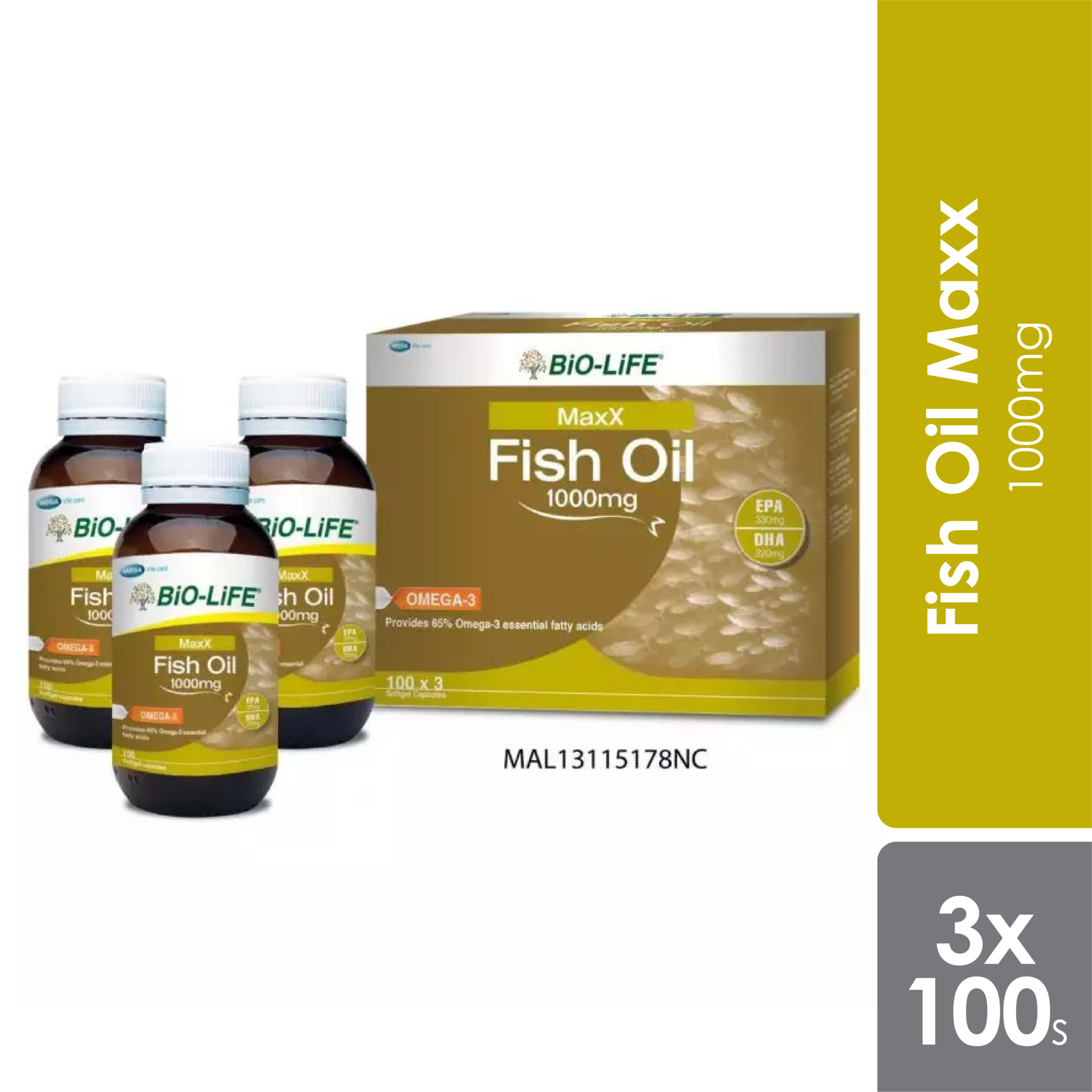 Bio-life Fish Oil Maxx 1000mg 3x100s - Alpro Pharmacy
