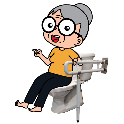 Grab Bars and shower chair fall prevention character