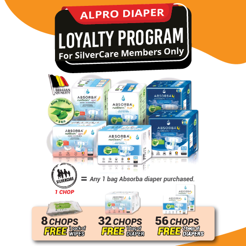 adult diaper tena pampers tena value underpads adult diaper brand Alpro Absorba Diaper Loyalty Program