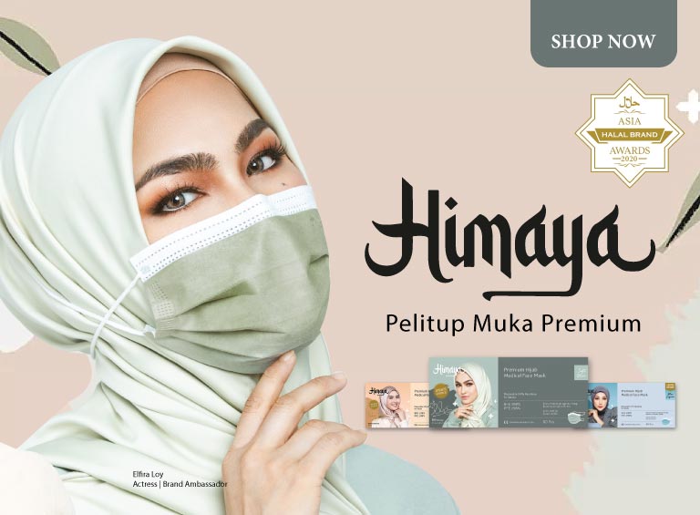 Himaya Premium Hijab 3 Ply Medical Face Mask With Head Loop (Apricot Dream) 50s | For Adults