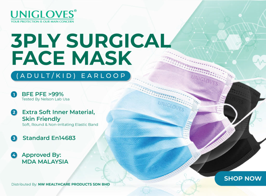 Unigloves 3 Ply Surgical Face Mask Ear Loop 50's