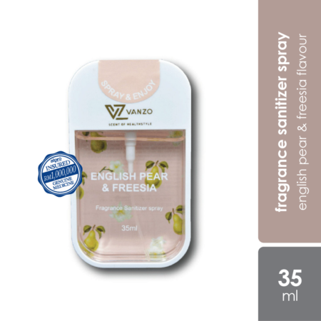 Vanzo Fragrance English Pear & Freesia Sanitizer Spray 35ml | Contain 75% Alcohol & Essential Oil