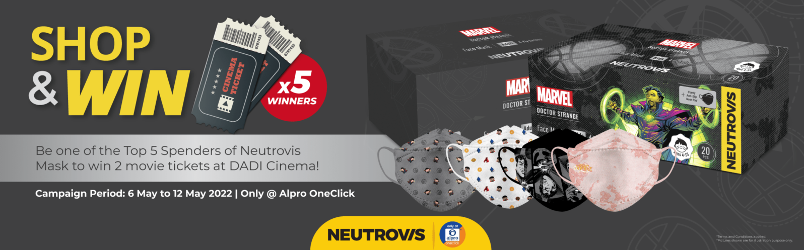 [Exclusive at Alpro] Neutrovis 4-Ply Face Mask Marvel Dr Strange Edition 20S (Magical Clones & Pixel Strange) | For Kids