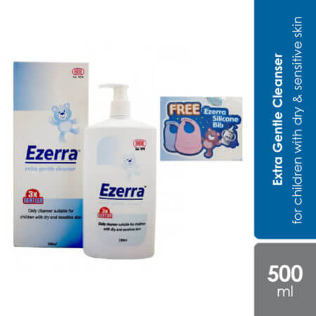 Ezerra Extra Gentle Cleanser 500ml Free Silicone Bib