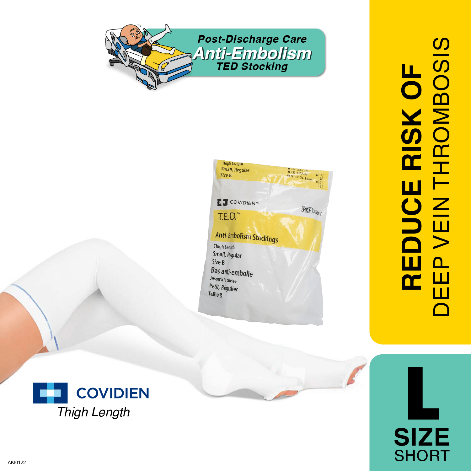 Covidien Ted Anti-embolism Stocking 3634lf Size L Short | Thigh Length