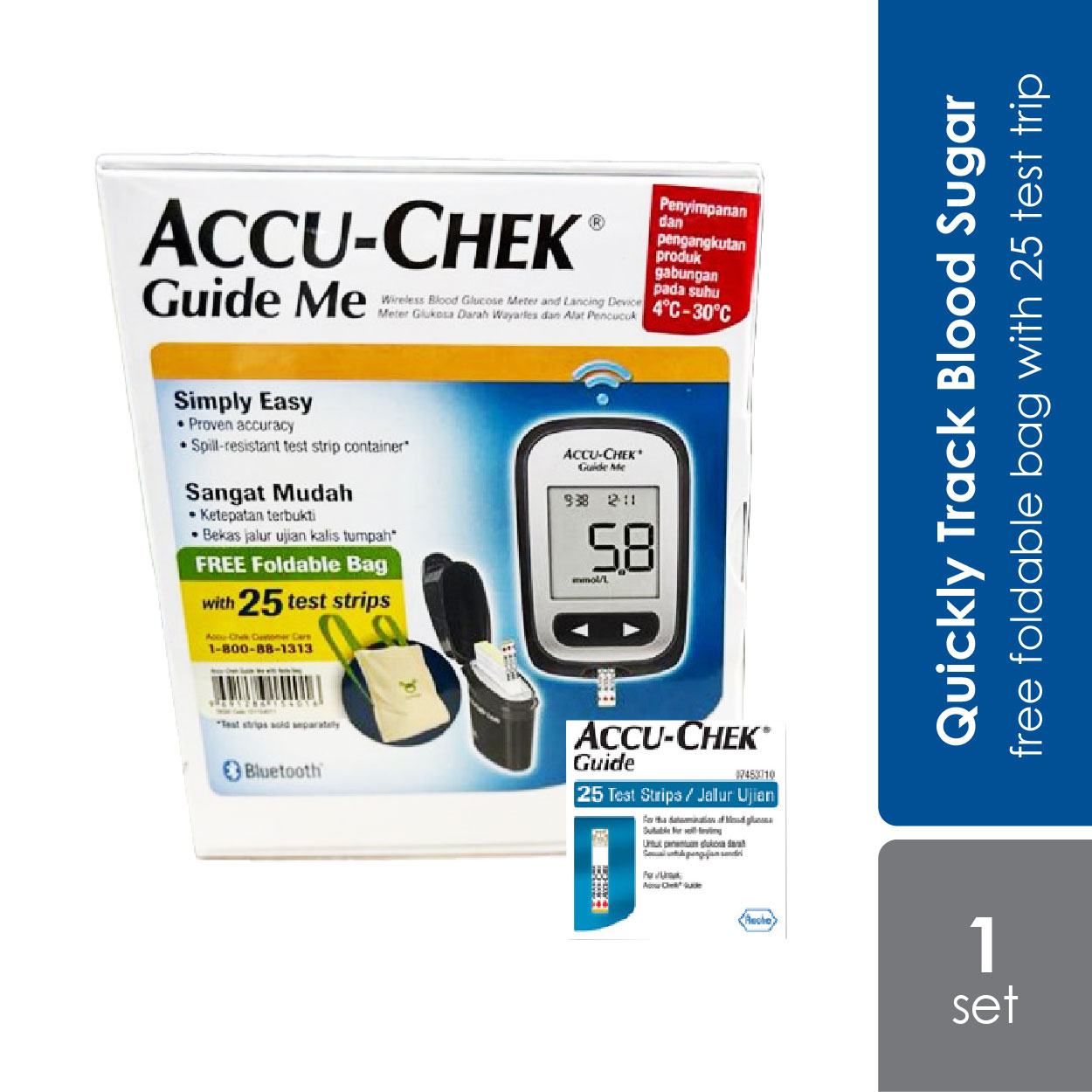 Accu-chek Guide Me Starter Kit With 25 Test Strips Foc Foldable Bag - Alpro  Pharmacy