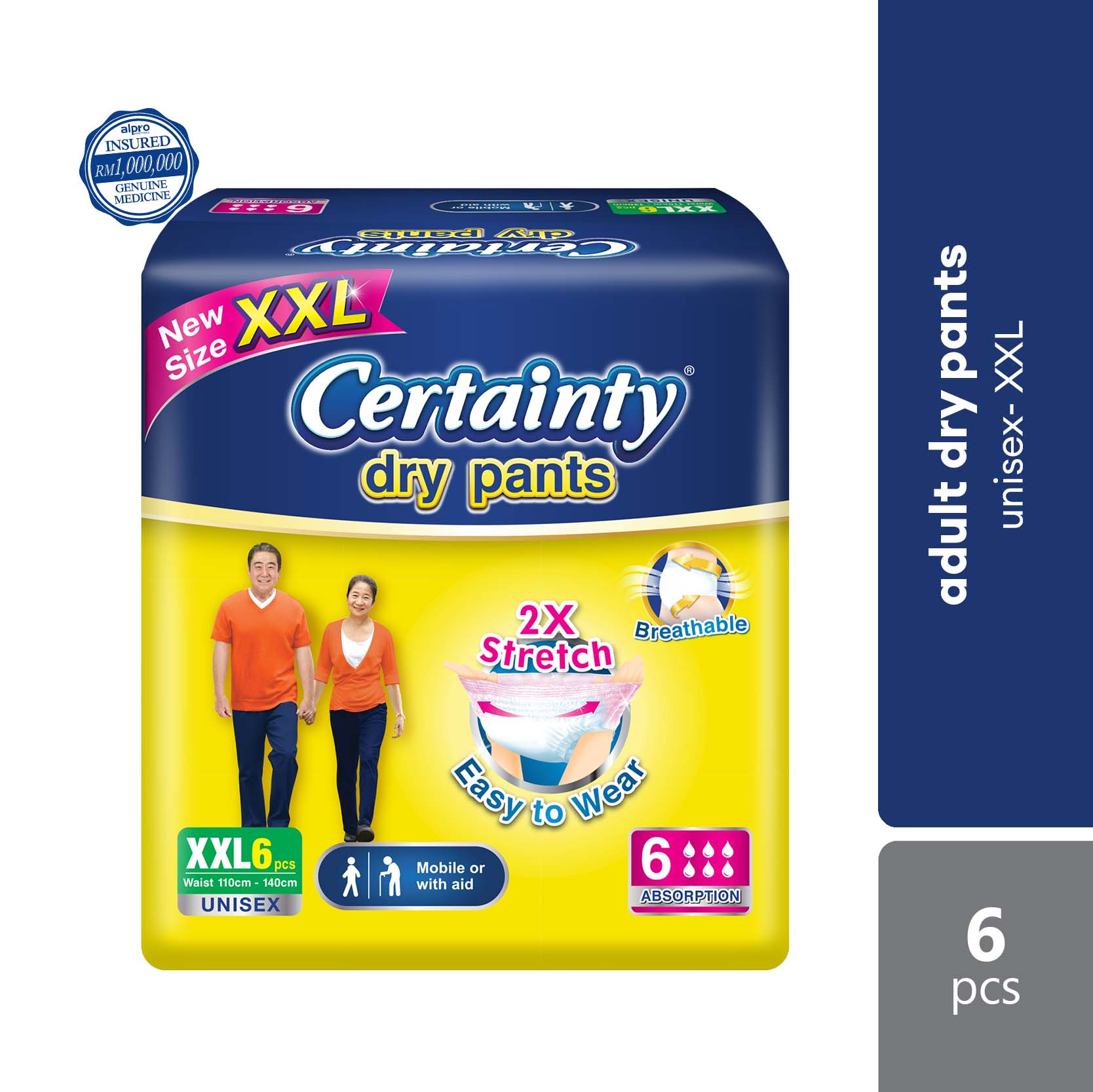 Certainty Drypants Adult Diaper Xxl 6s