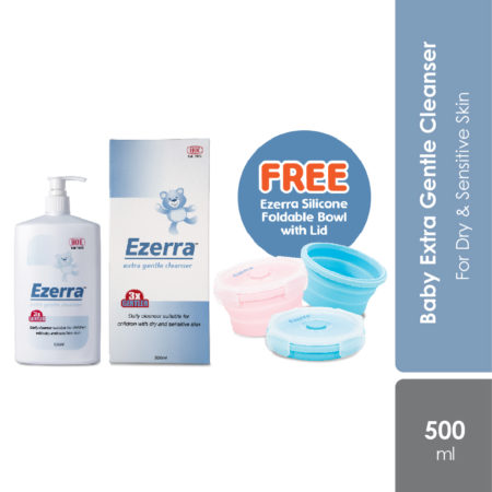 Ezerra Baby Extra Gentle Cleanser 500ml Free Foldable Bowl With Lid | For Dry & Sensitive Skin