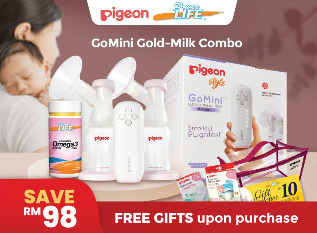 Gomini Gold-Milk Combo | Pigeon Breast Pump & Powerlife Supplement Combo
