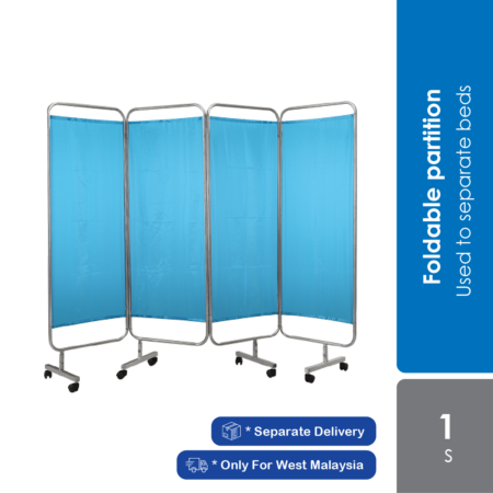 Hopkin Ward Screen | 4 Fold With Blue Curtain
