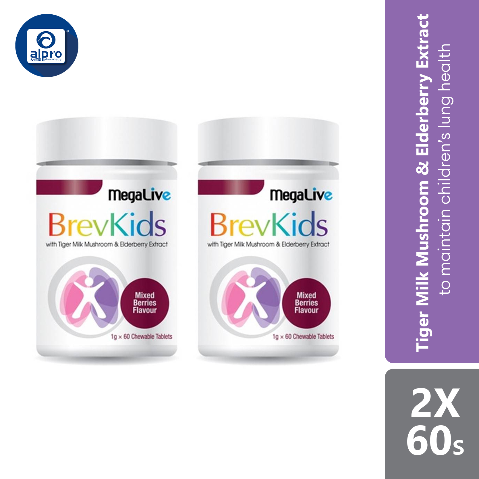 Megalive Brevkids 2x60s  Support Respiratory & Immune System