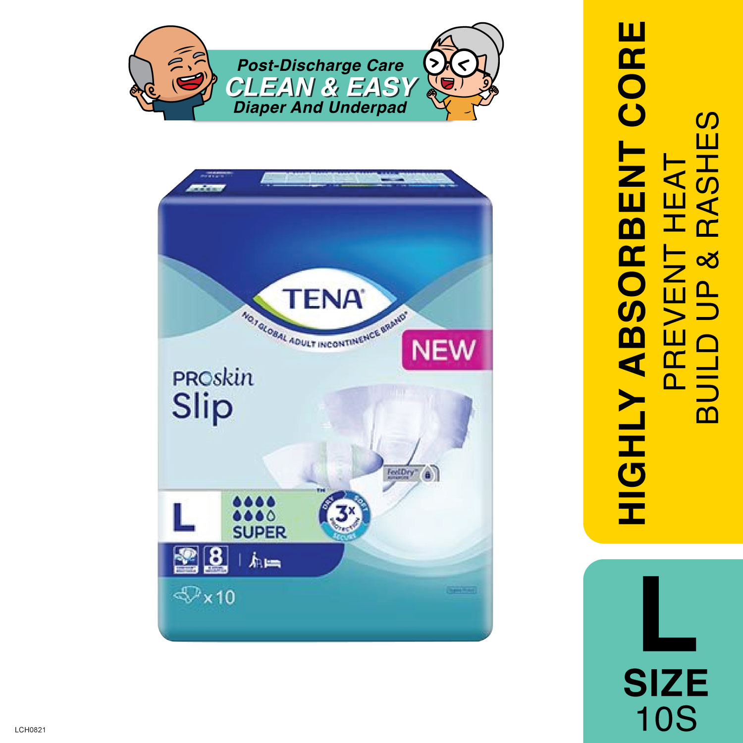 Tena Slip Super L 10's  High Leakage Security - Alpro Pharmacy