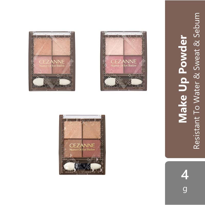 Cezanne Nuance On Eye Shadow 01 Warm Coral/ 02 Rose Quartz/03 Bronze Red) | Resistant To Water & Sweat & Sebum