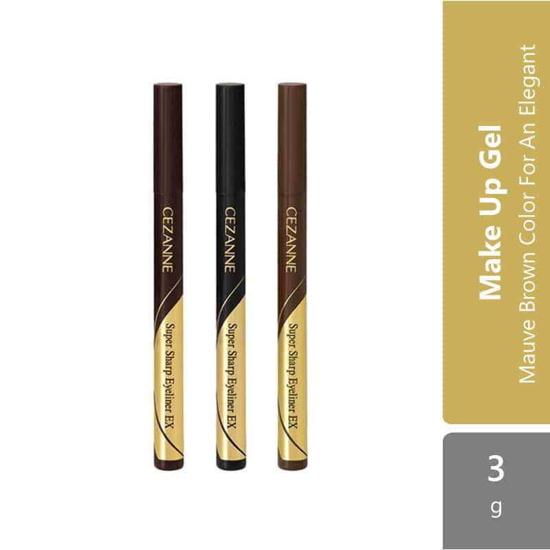 Cezanne Super Sharp Eyeliner (ex 00 Brown Black / Ex 10 Black / 20 Brown) | Mauve Brown Color For An Elegant