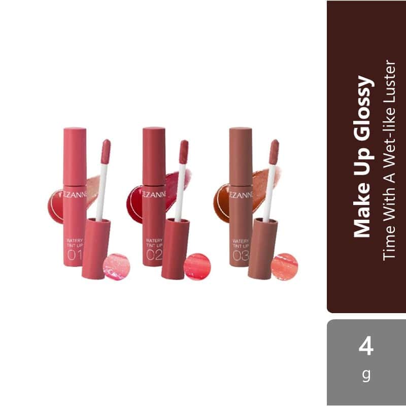 Cezanne Watery Tint Lip (01 Natural Pink/ 02 Coral Red/ 03 Beige Brown) | Time With A Wet-like Luster