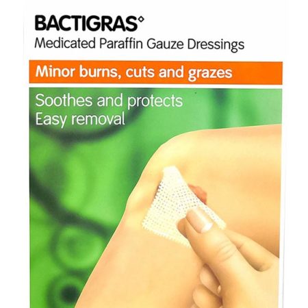 S&n Bactigras Medicated Paraffin Gauze Dressing 10cmx10cm 3s