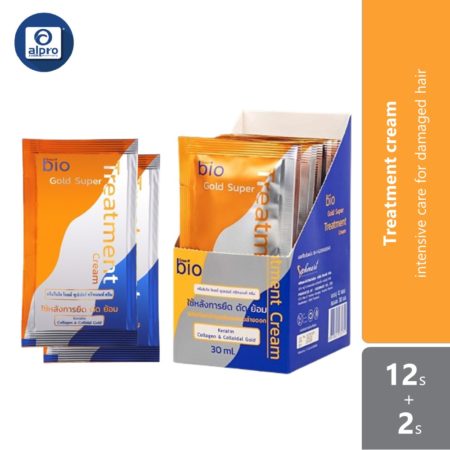 Green Bio Super Gold Treatment Sachet 30ml 12s Free 2s | Intensive Care for Damaged Hair
