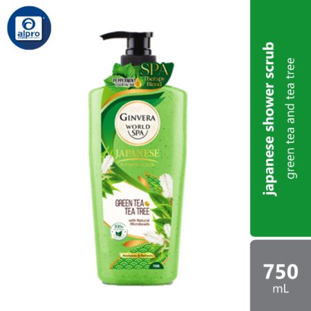 Ginvera World Spa Japanese Shower Scrub Greentea & Tea Tree 750ml | Green Tea and Tea Tree