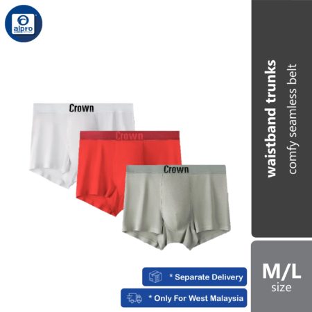 Crown Waistband Men Trunks 3s Regular/ Large Size (M/L, XL/XXL) | Comfy Seamless Belt