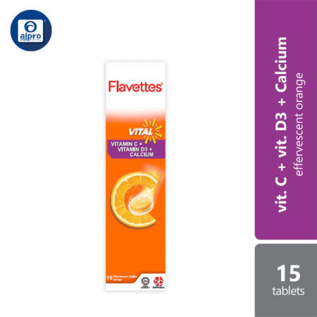 Flavettes Vital Effervescent Orange with Vitamin C 15s | Bone Health