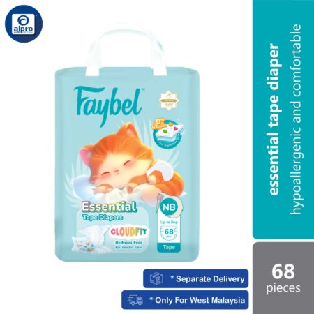 Faybel Essential Tape Diapers (Newborn) 68s | Hypoallergenic and Comfortable Diapers