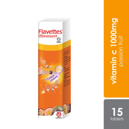 Flavettes Effervescent Vitamin C 1000mg (Passion Fruit) 15s | For Adult
