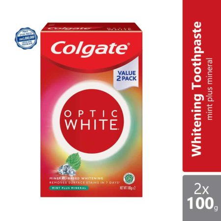 Colgate Optic White Mint Plus Mineral Whitening Toothpaste Valuepack 2 x 100g | Removes 6X Surface Stains