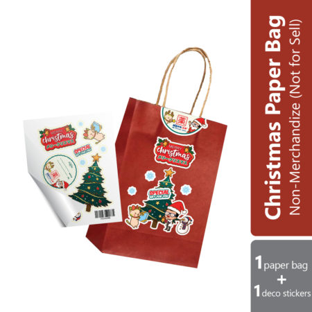 (S)Sugi Christmas Kraff Paper Bag (Red/Green) + Self Deco Sticker | Non Mechandize