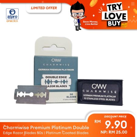(TLB) Charmwise Premium Platinum Double Edge Razor Blades 50s | Platinum Coated Blades