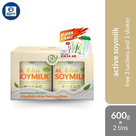 AL Active Soymilk Plus 600g ×2s Free 3 Sachets and Shaker | Improve Digestive and Immune System