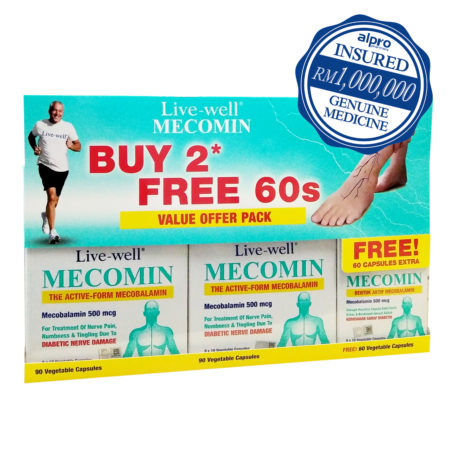 Live-well Mecomin 500mcg 2x90s FREE 60s | Nerve Health (Diabetes Formula)