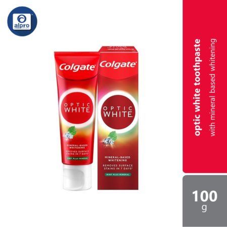 Colgate Optic White Mint Plus Mineral 100g | Cleans and Safely Whitens Teeth Surface